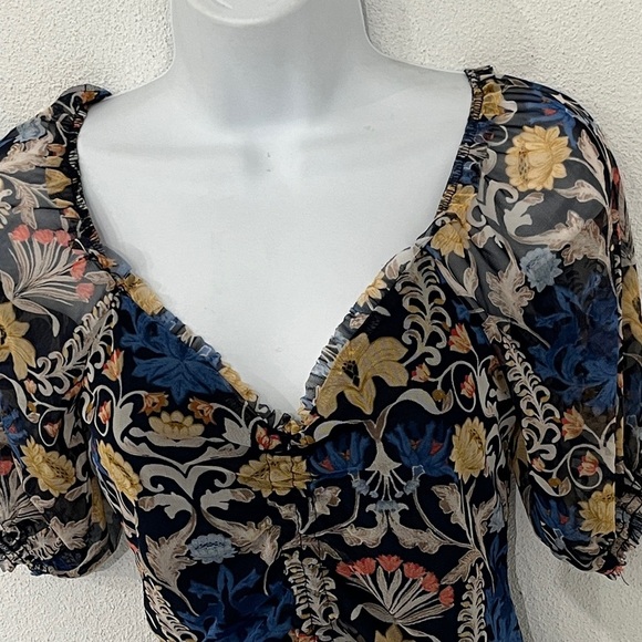 INC Floral Print Sheer Crop Top Size XS - Picture 3 of 6